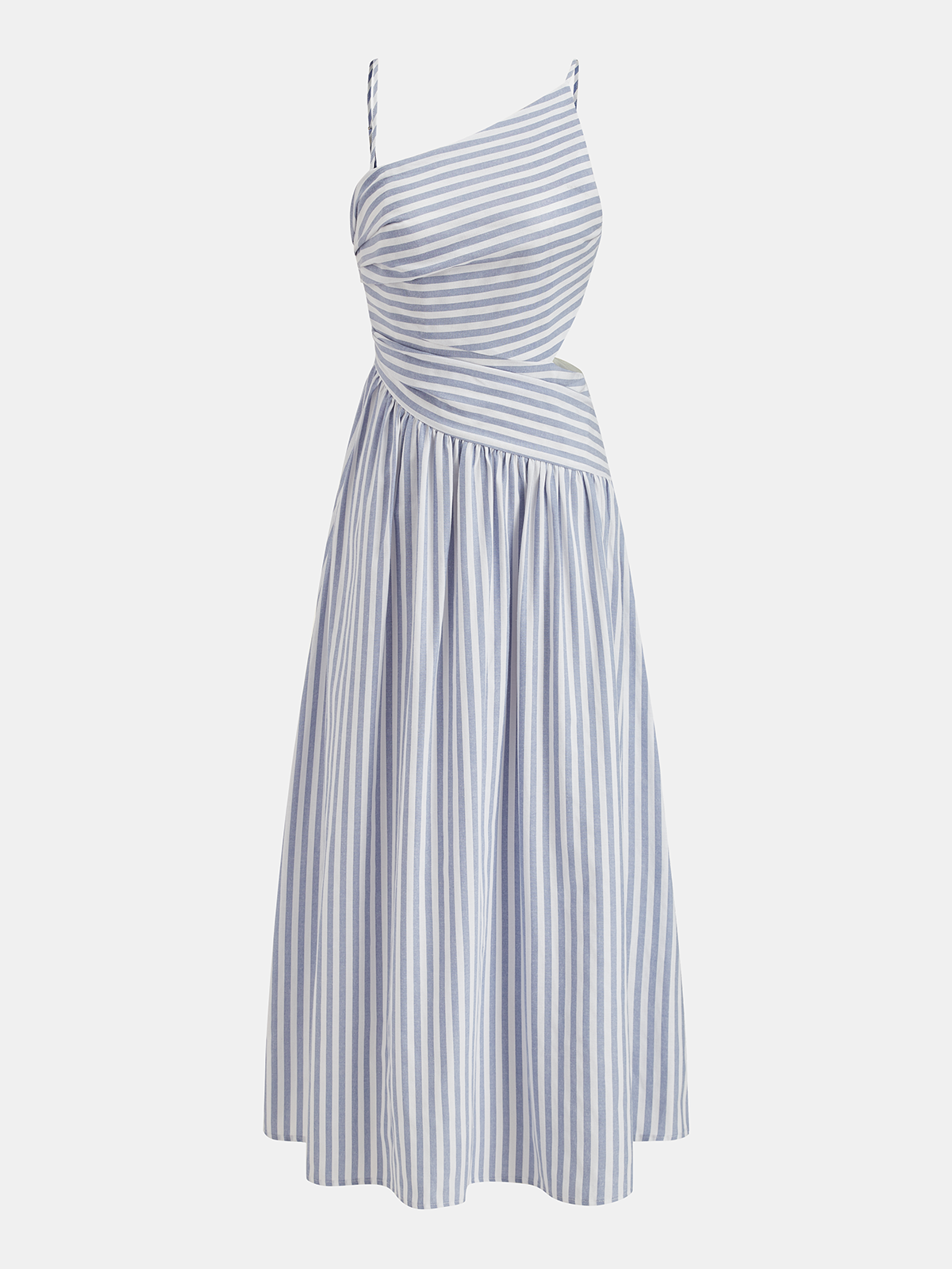 Striped Asymmetric Cami Maxi Dress with Cut-Out Detail