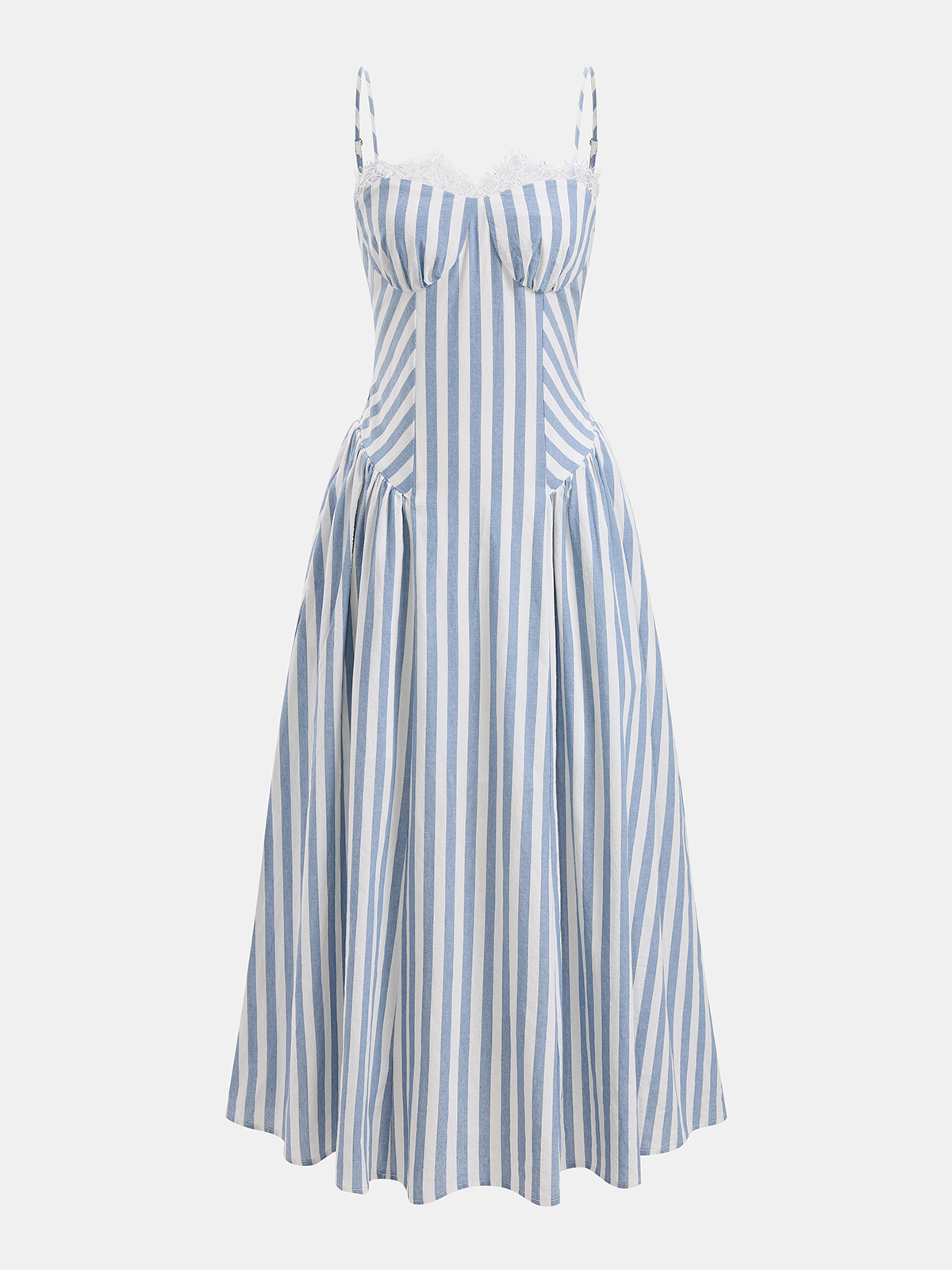 Striped Cotton Maxi Dress with Lace Trim Cami