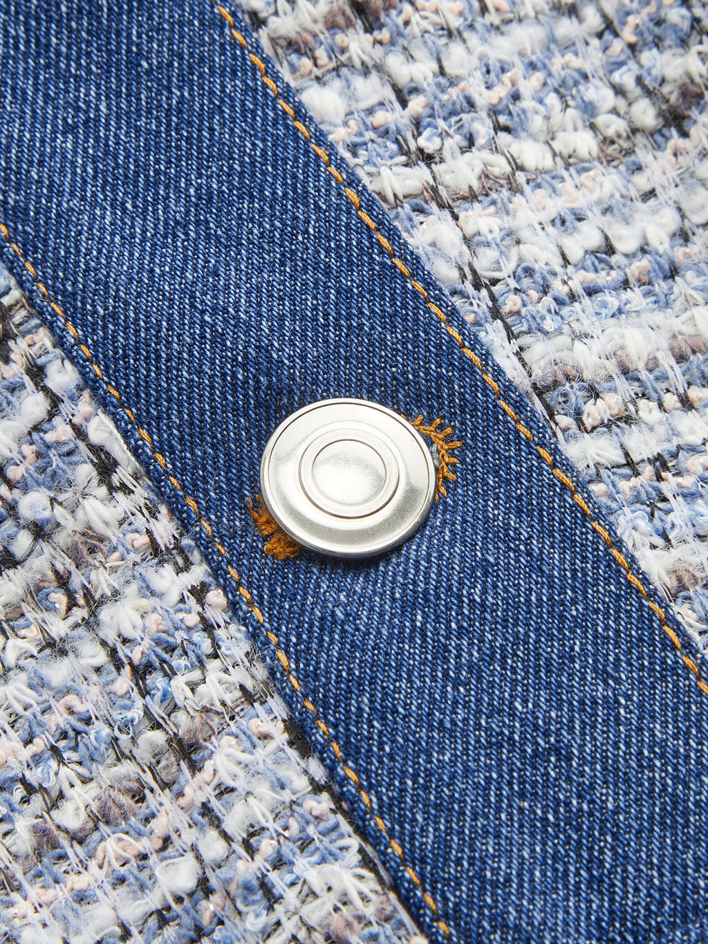 Denim and Tweed Mini Dress with Shirt Panels