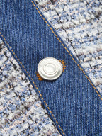 Denim and Tweed Mini Dress with Shirt Panels