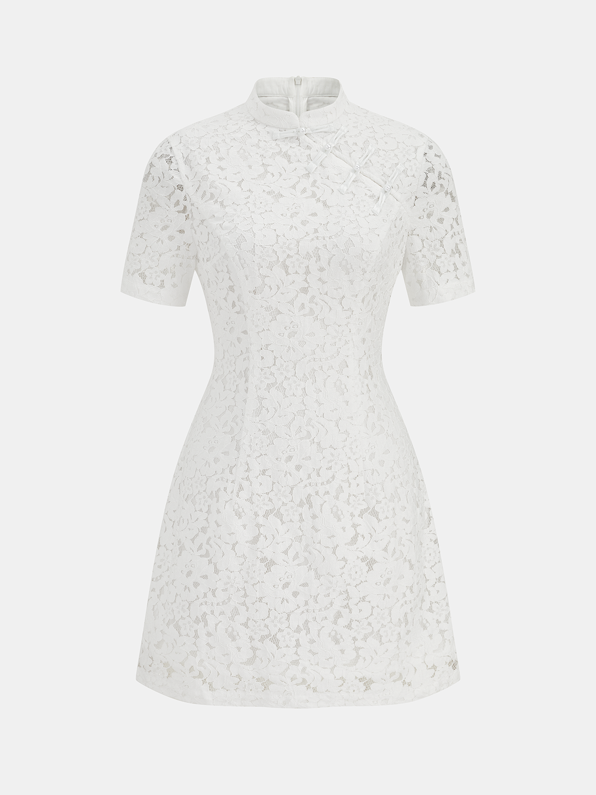 Lace Cheongsam Dress with Short Sleeves