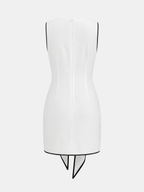 Cotton-Linen Mini Dress with Knot at Waist Sleeveless