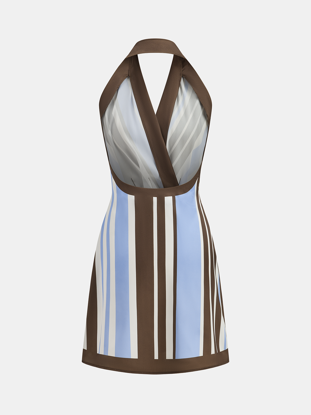 Striped Satin Halter Wrap Mini Dress