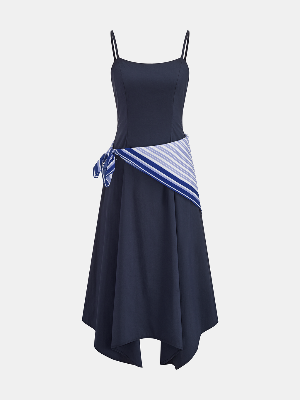 Cotton Blend Midi Dress with Kerchief Detail Cami