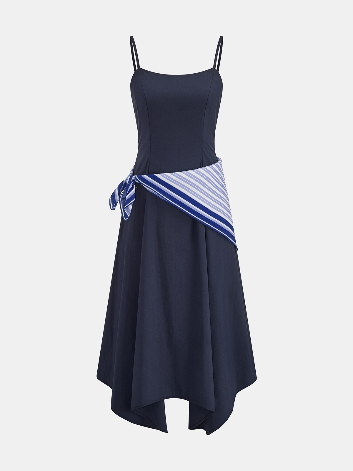Cotton Blend Midi Dress with Kerchief Detail Cami