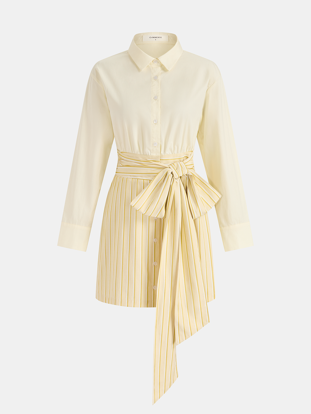 Striped Cotton Shirt Dress with Tie Waist