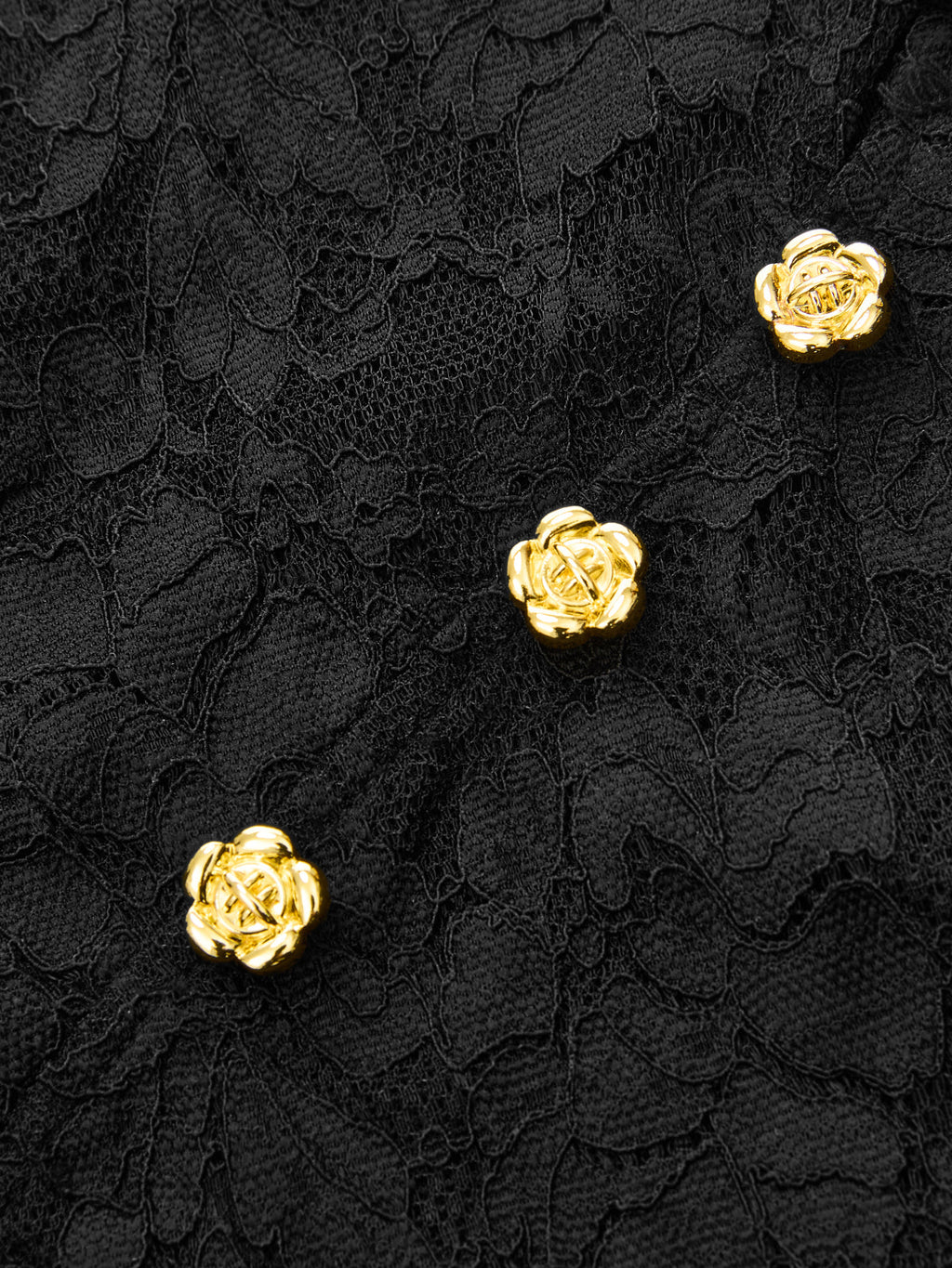 Floral Lace Top with Mandarin Collar Button Detail