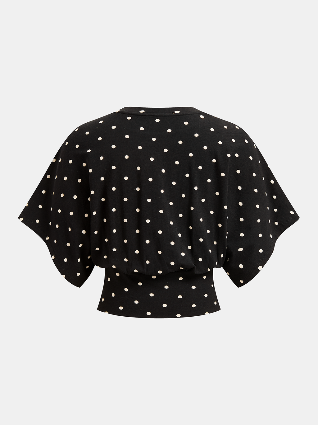 Polka Dot Batwing Top with Cinched Waist Design