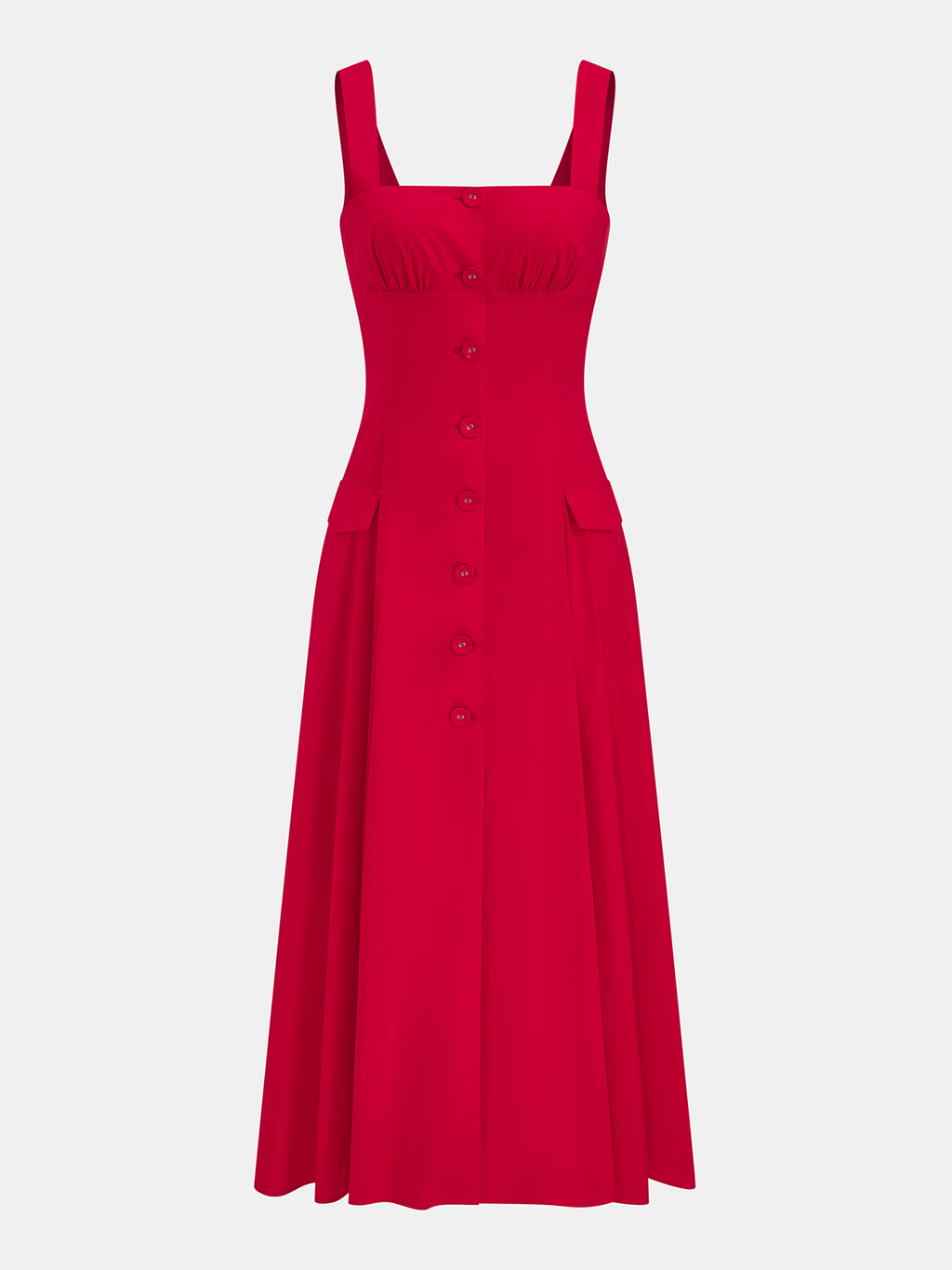 Cotton Blend Maxi Dress with Button Front Detail