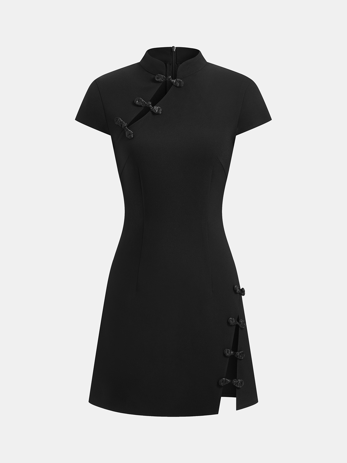 Mandarin Collar Dress with Traditional Frog Closures