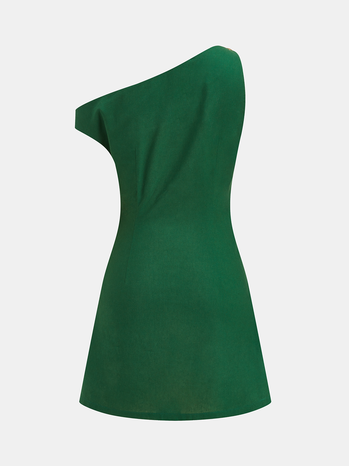 One Shoulder Linen Blend Mini Dress with Ruching