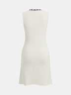 Button-Front Sleeveless Dress with Contrast Trim Knit