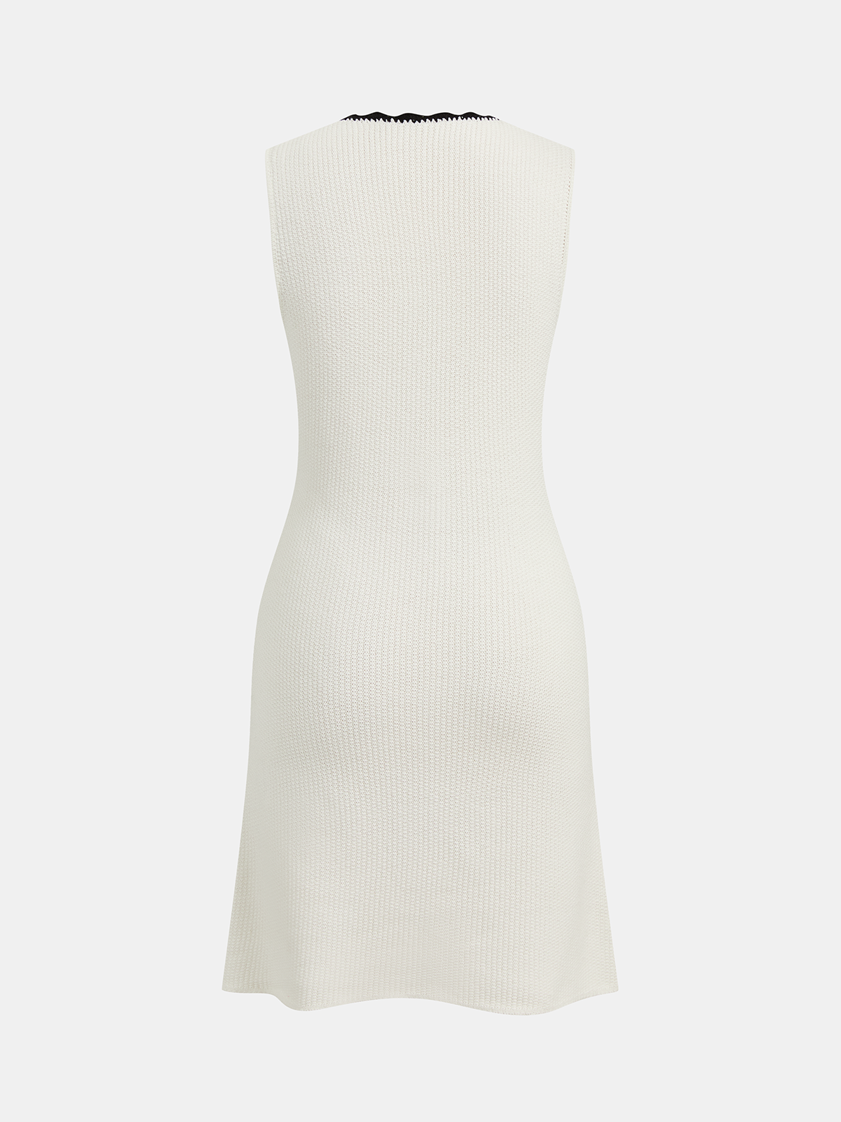 Button-Front Sleeveless Dress with Contrast Trim Knit