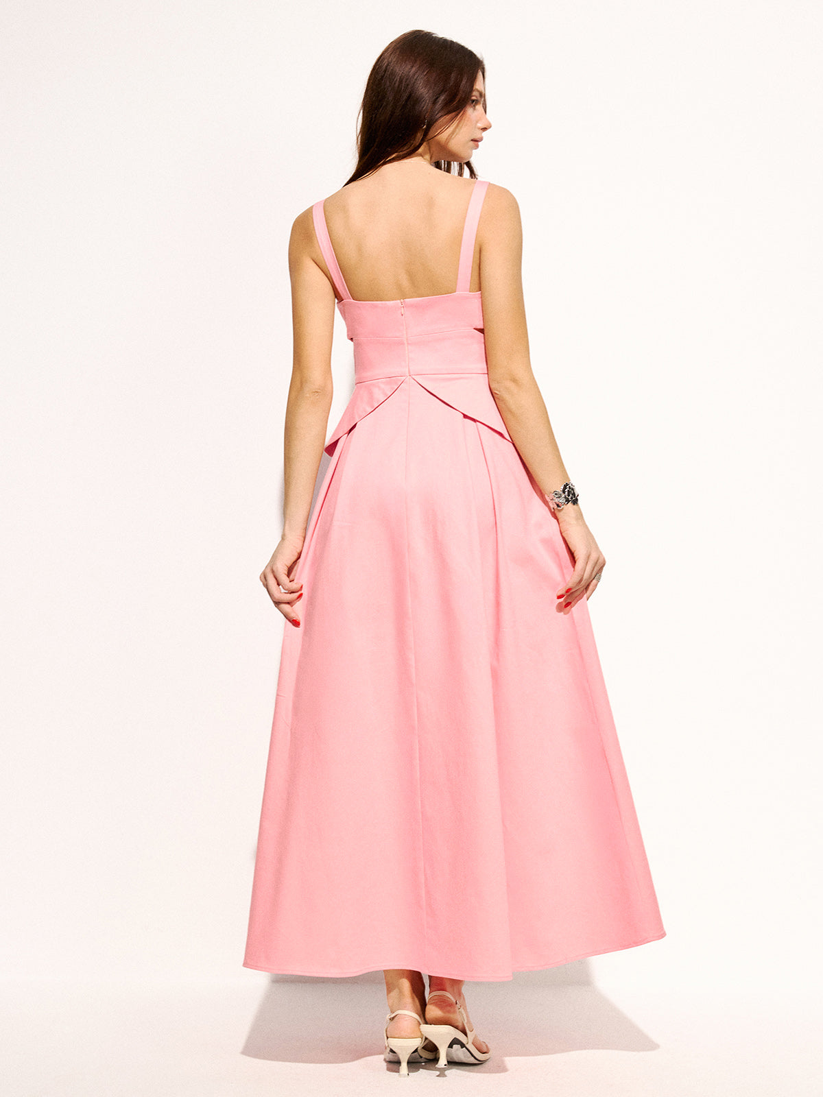 Cotton Maxi Dress with Strappy Cutout Design