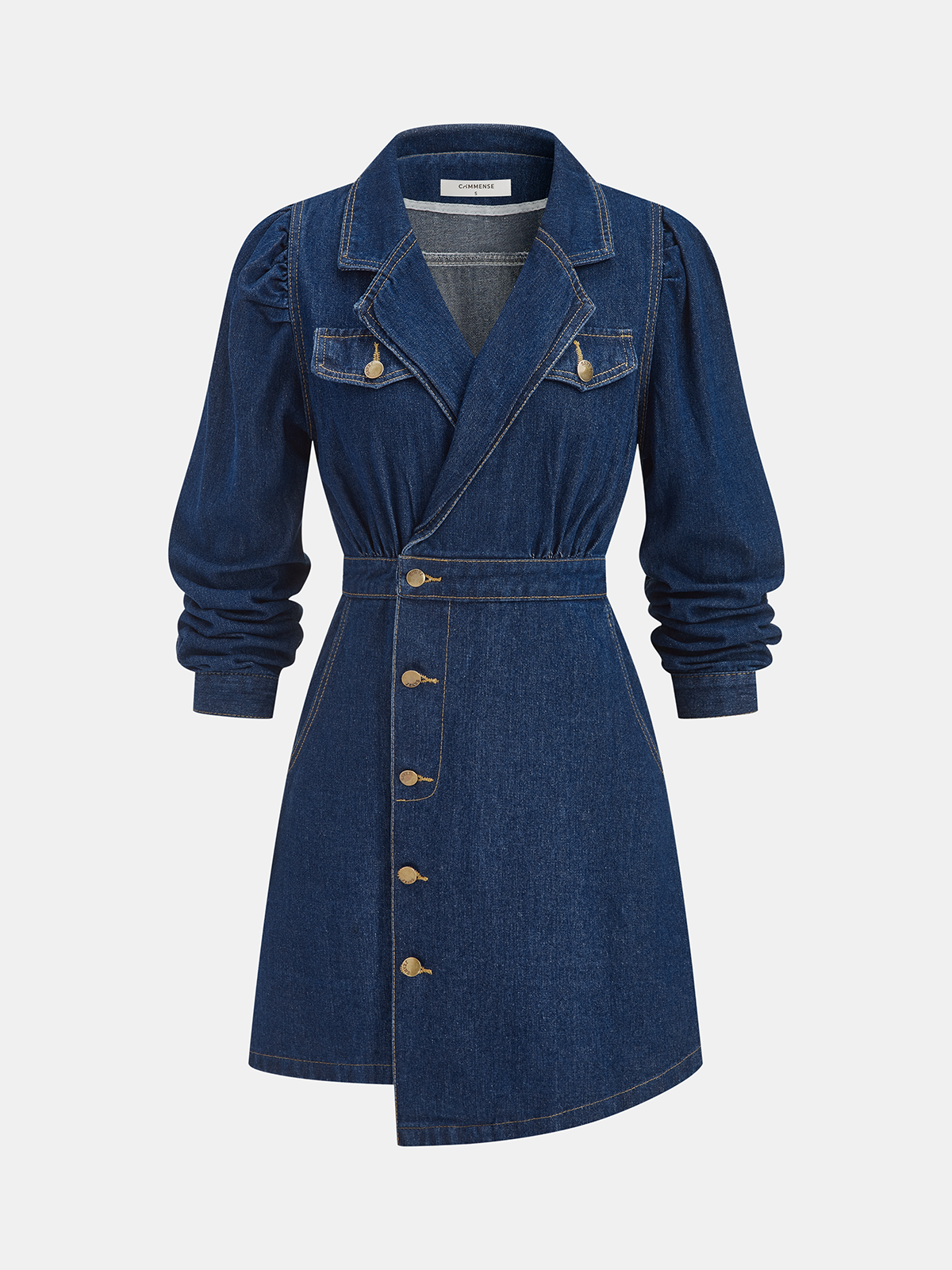 Stylish Denim Dress with Metal Button Details