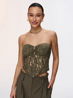 Romantic Lace Strapless Bustier Top for Women