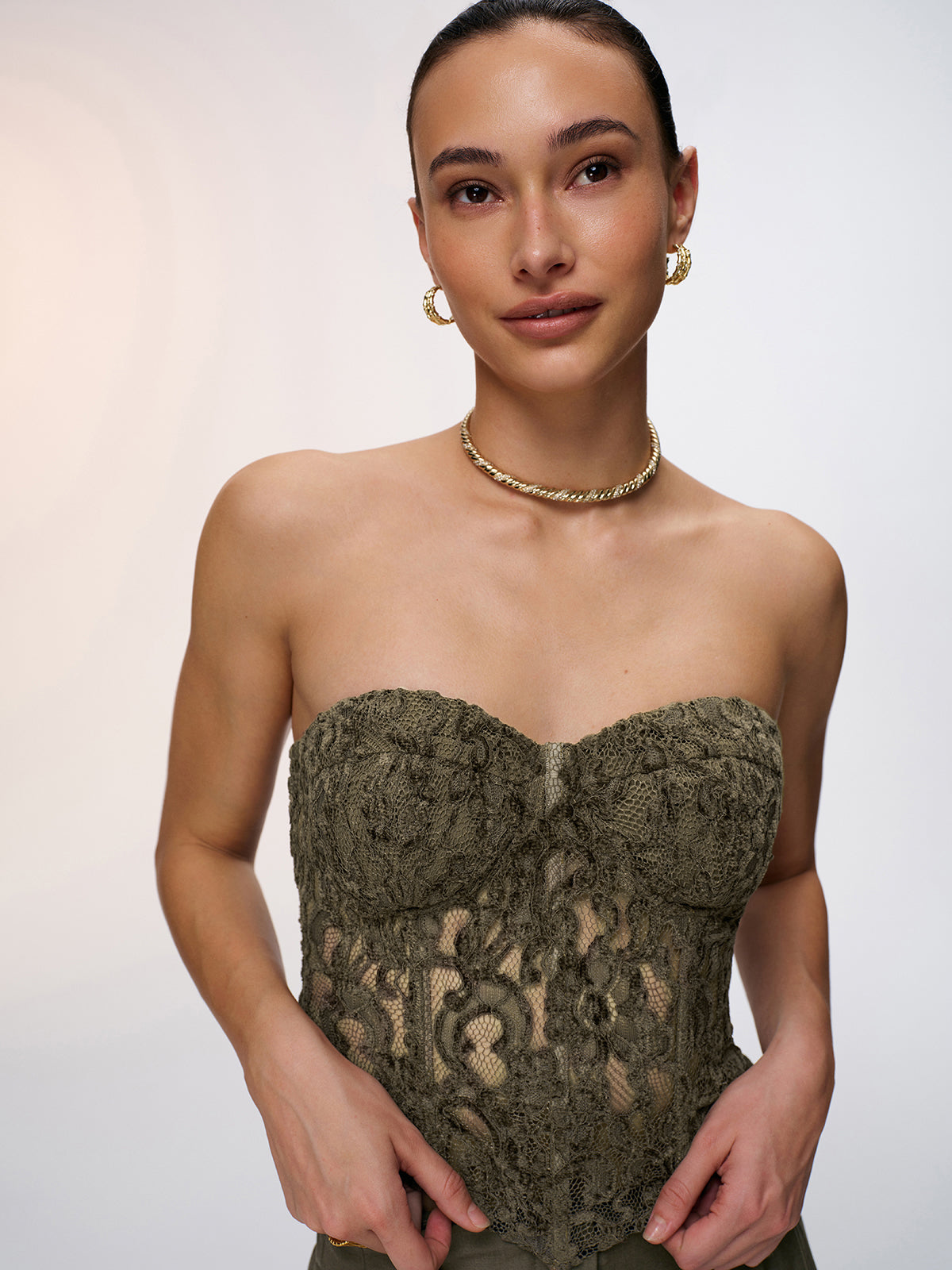 Romantic Lace Strapless Bustier Top for Women
