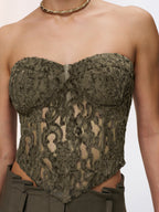 Romantic Lace Strapless Bustier Top for Women