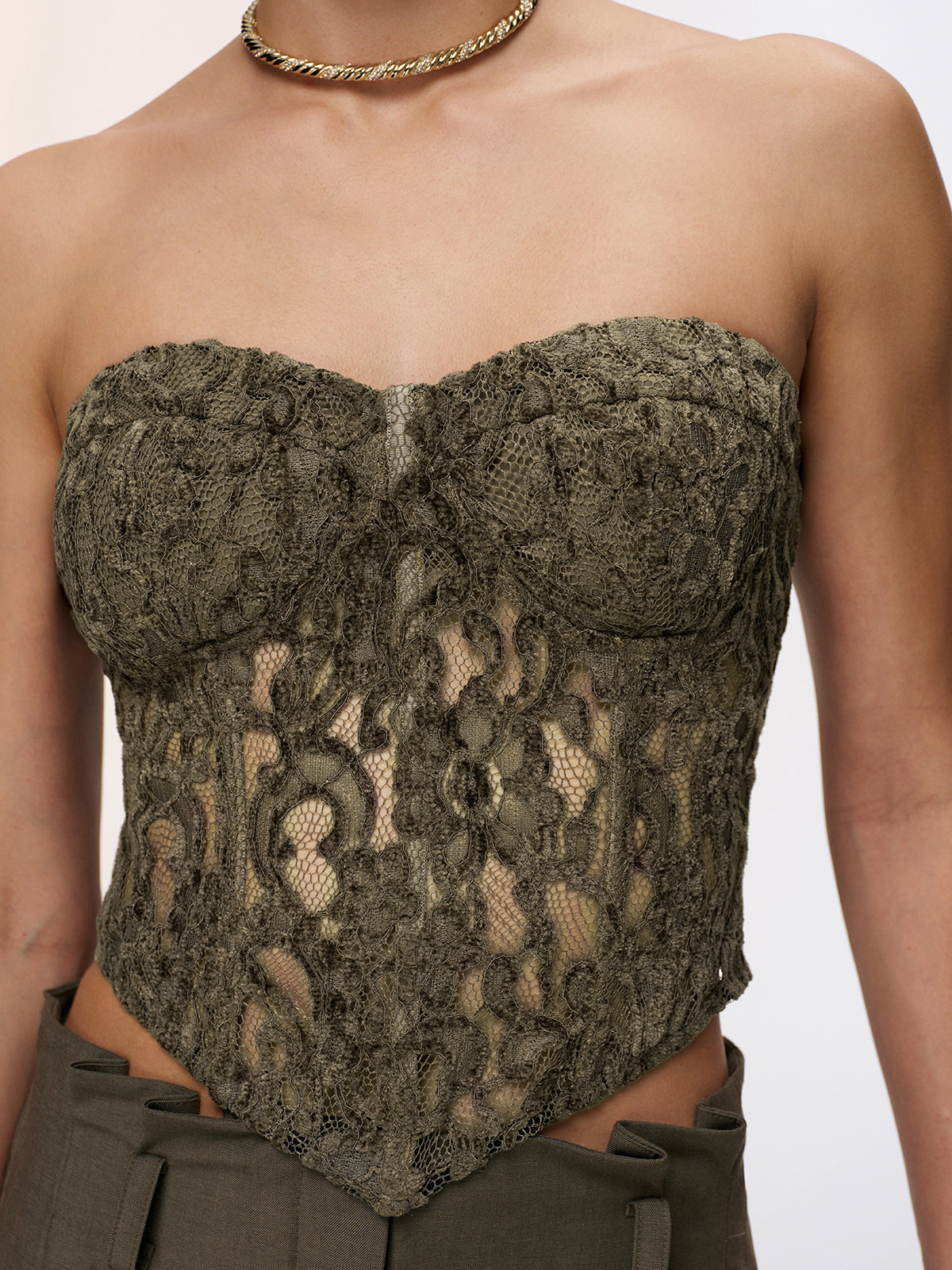 Romantic Lace Strapless Bustier Top for Women