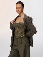 Romantic Lace Strapless Bustier Top for Women