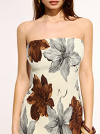 Strapless Maxi Dress with Floral Design