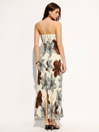 Strapless Maxi Dress with Elegant Floral Design