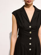 Linen Blend Wide Leg Sleeveless Lapel Jumpsuit