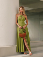 Halter Neck Maxi Dress with Side Split