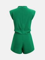 Sleeveless Mock Neck Romper with Draped Design