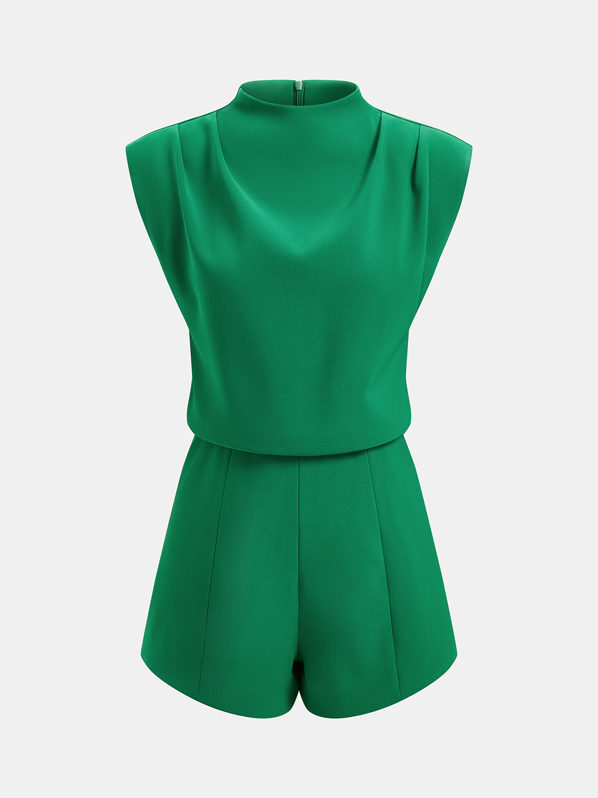 Sleeveless Mock Neck Romper with Draped Design