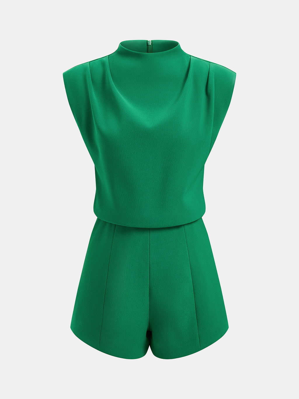 Sleeveless Mock Neck Romper with Draped Design