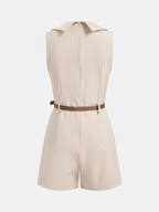 Sleeveless Belted Blazer Romper with Stylish Cut