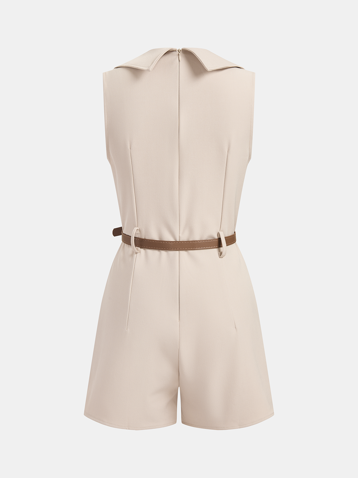 Sleeveless Belted Blazer Romper with Stylish Cut