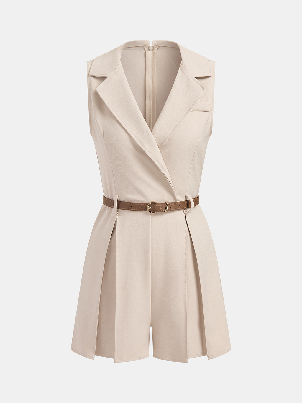 Sleeveless Belted Blazer Romper with Stylish Cut