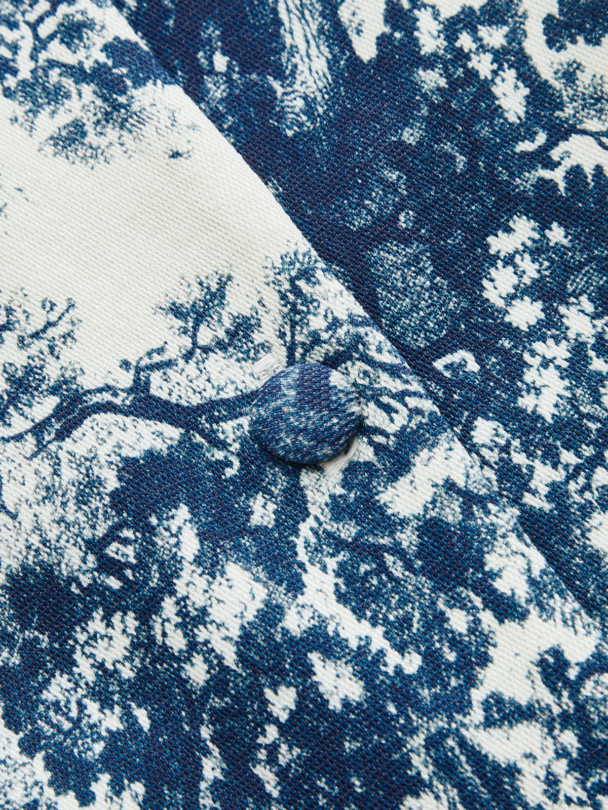 Toile Print Sleeveless Mini Dress with Button Details