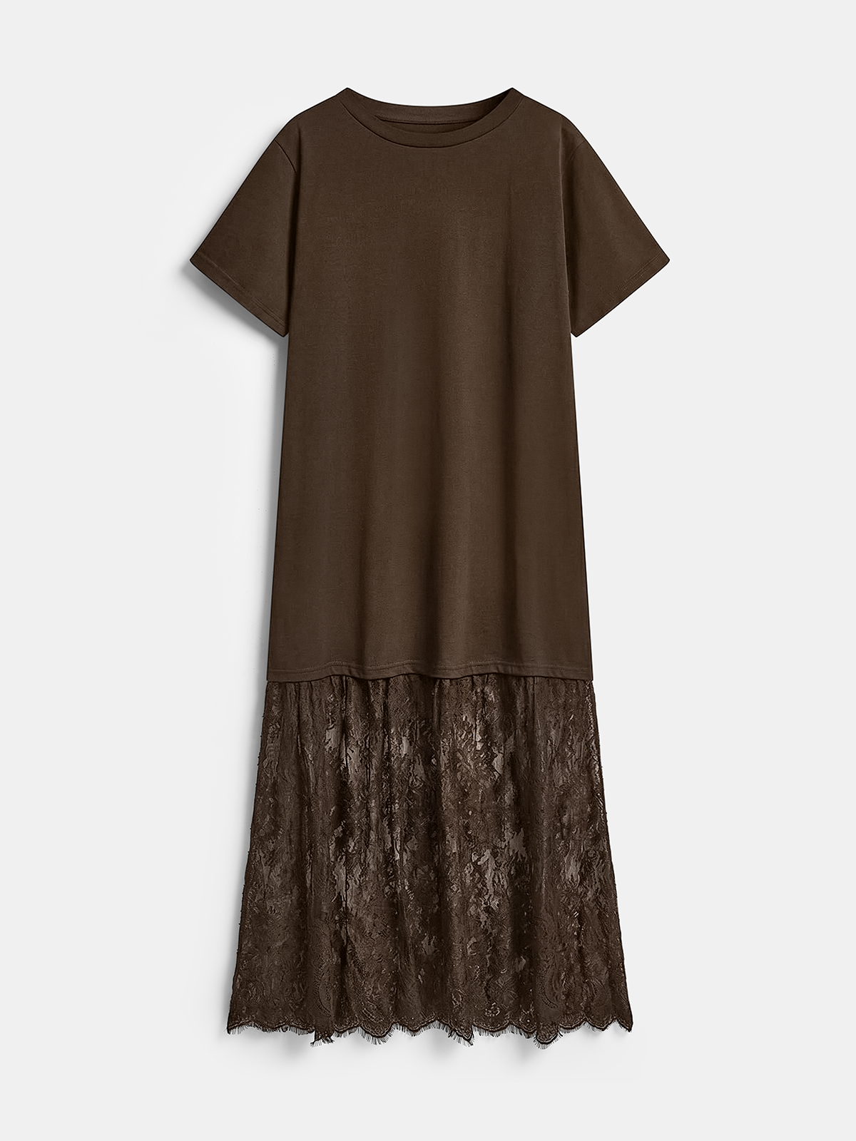 Lace Panel Maxi Dress with Short Sleeves