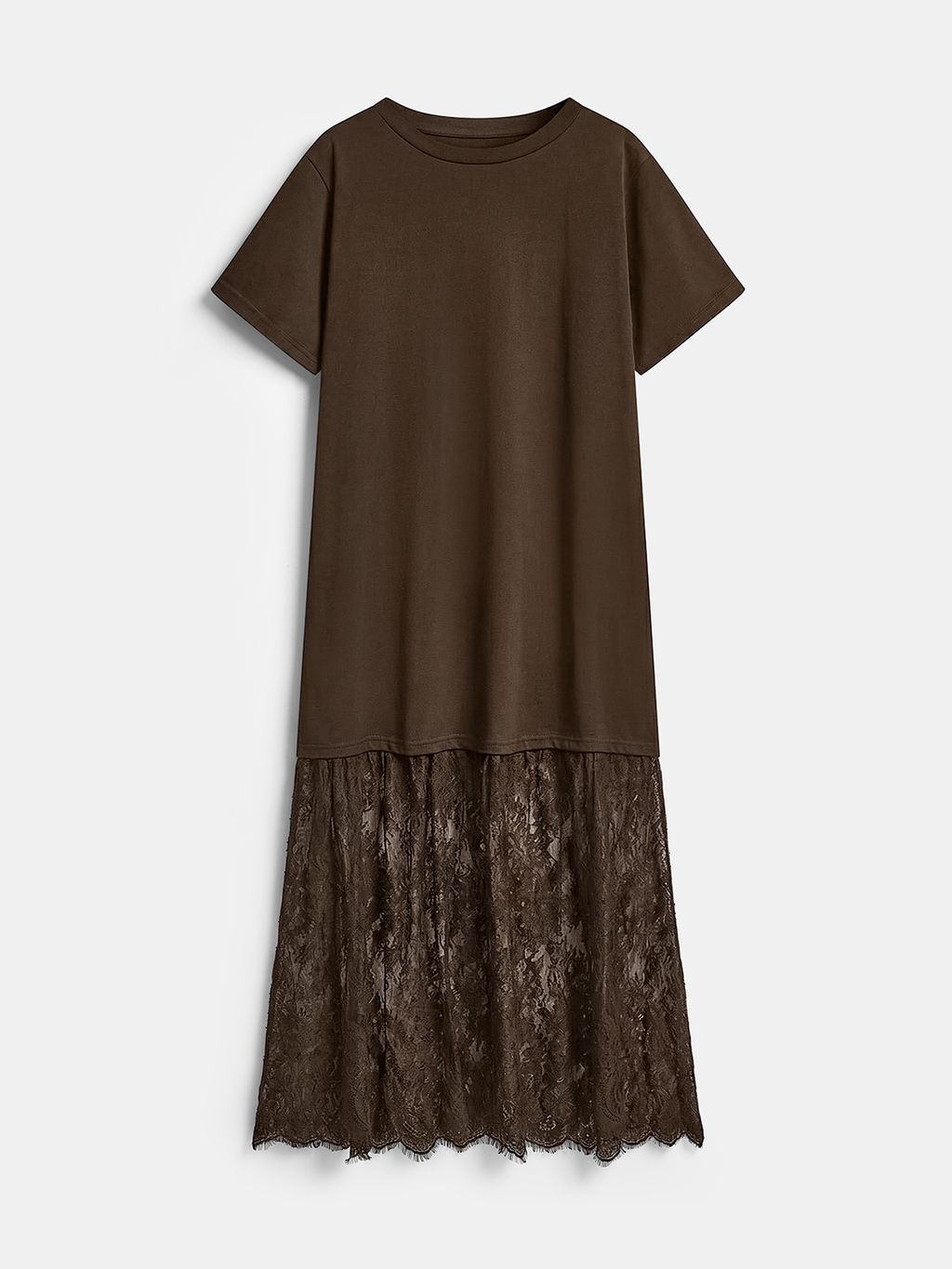 Lace Accent Short Sleeve Maxi Dress