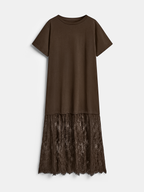 Lace Accent Short Sleeve Maxi Dress