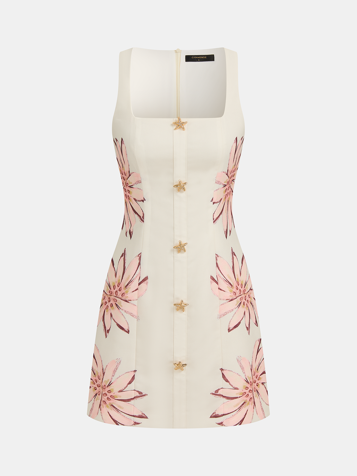 Starfish Pattern Sleeveless Floral Mini Dress