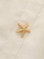 Starfish Motif Flower Print Sleeveless Mini Dress