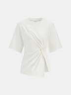 Asymmetrical Short Sleeve Top with Twist Detail