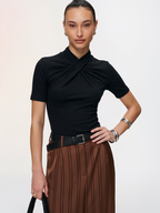 Short-Sleeve Top with Front Twist Detail