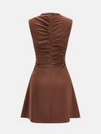 Sleeveless Cowl Neck Satin Cocktail Dress