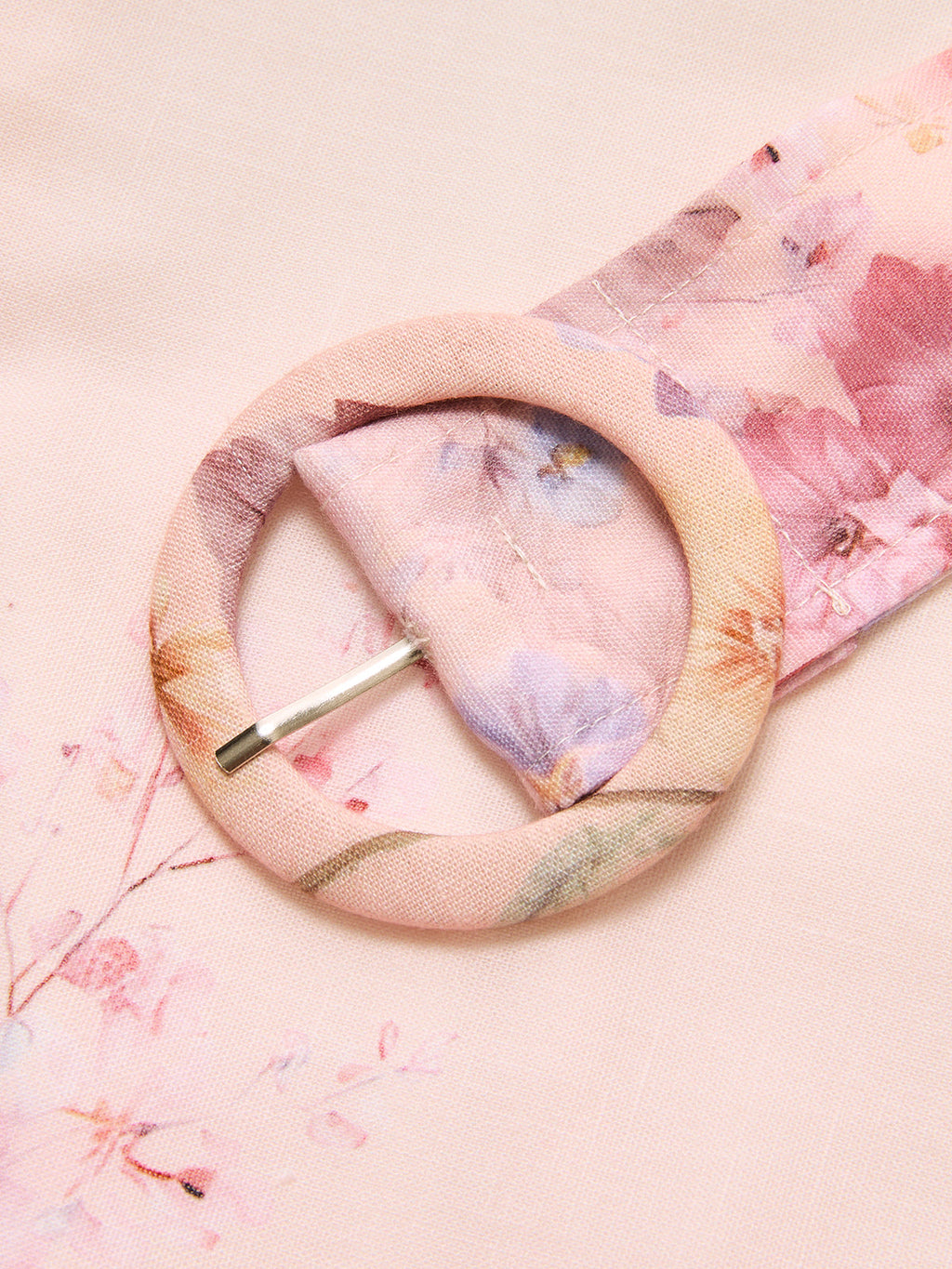 Floral Print Belted Maxi Dress with Long Sleeves