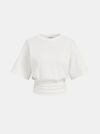 Ruched Waist Crop Top with Short Sleeves