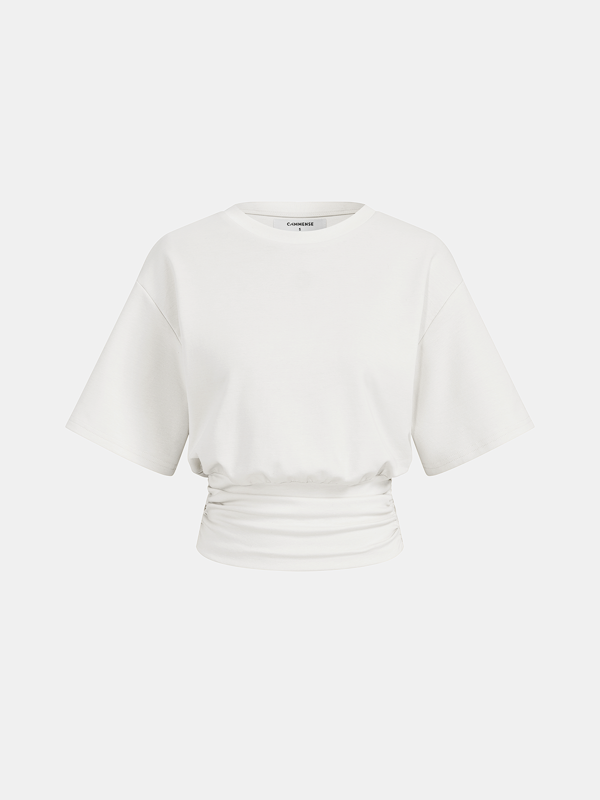 Ruched Waist Crop Top with Short Sleeves