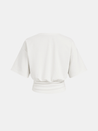 Ruched Waist Crop Top with Short Sleeves