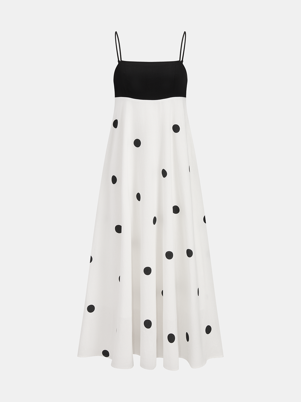 Color-Block Cami Dress with Polka Dot Detailing