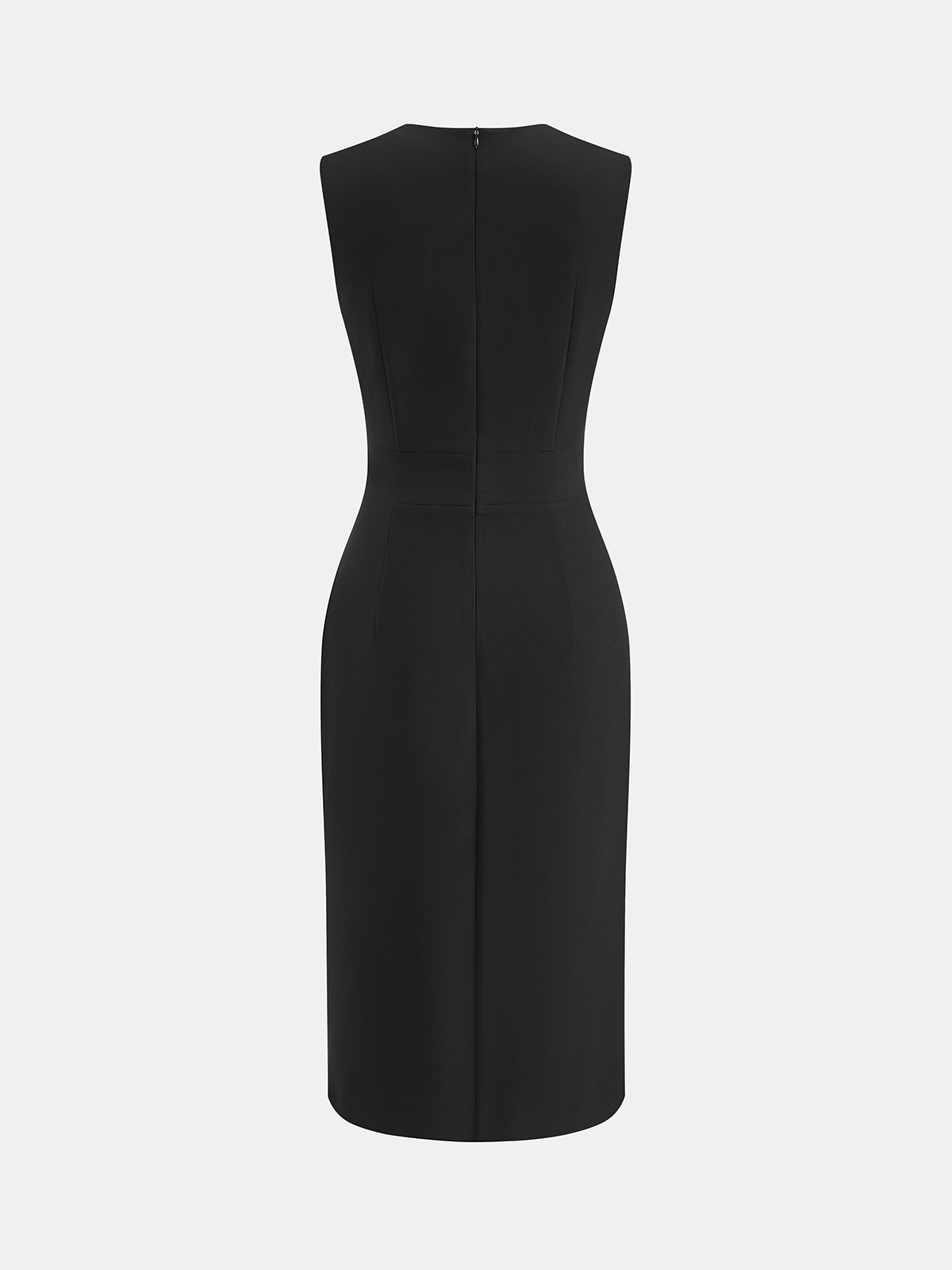 Sleeveless Midi Dress with Metal Accents