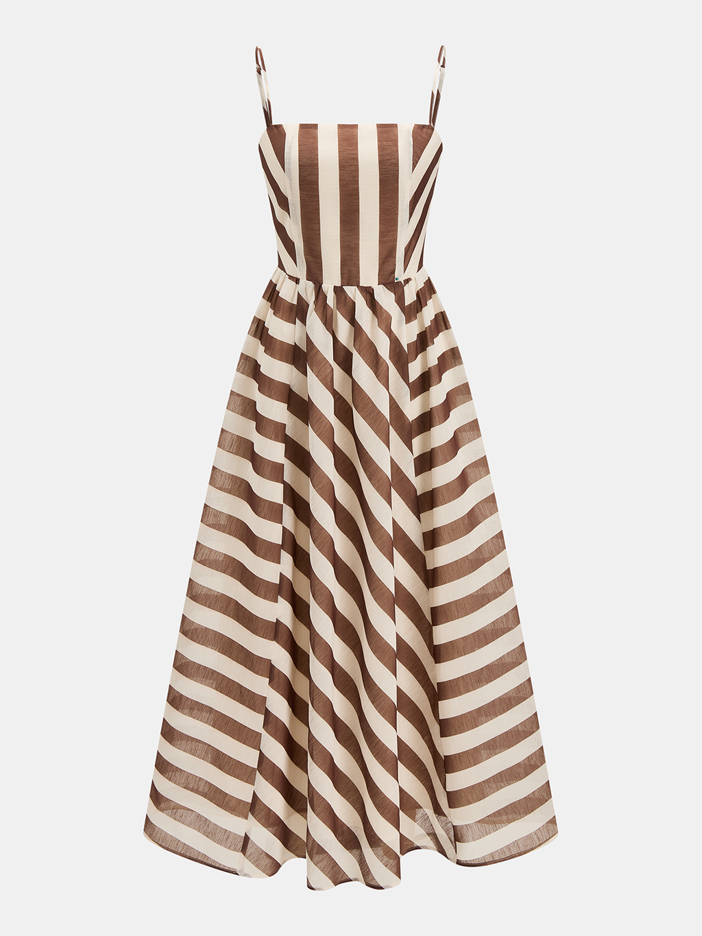 Striped Organza Camisole-Style Full-Length Dress